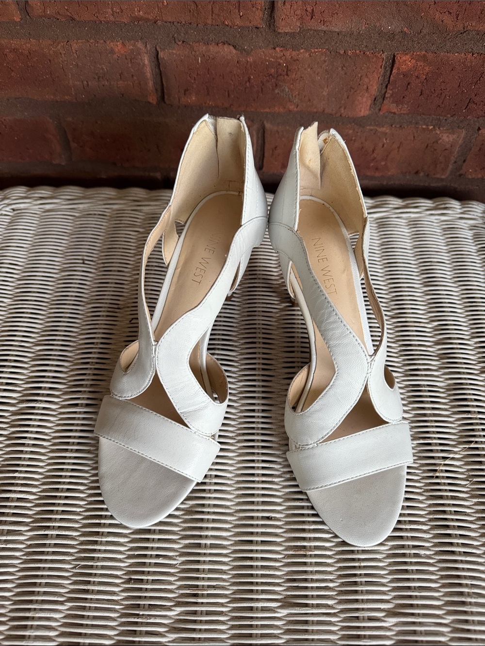 Nine West Off-White Cutout Strappy Heels
